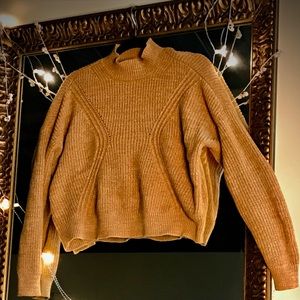 Mustard knit mock neck sweater